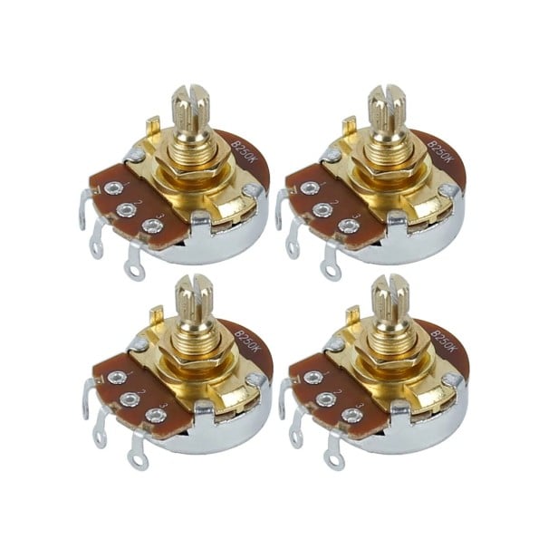 4 pcs potentiomètres B250K avec axe court pour guitare électrique Boutons de contrôle pour le ton et le volume Réglage précis et fonctionnement fluide 1