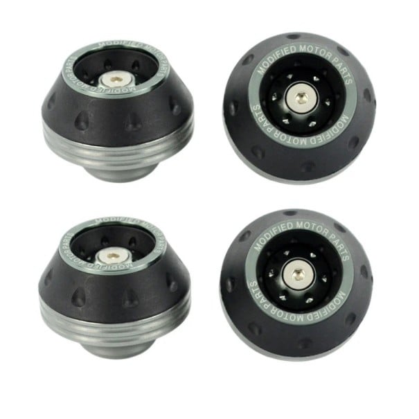4 pcs Universal Front Fork Protection Slider Set Motorcycle Wheel and Axle Protection Aluminium Alloy Coloured Crash Protectors grey