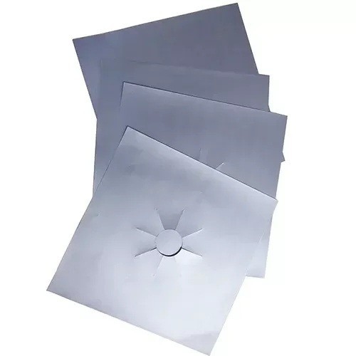 4 pezzi di pellicole protettive in teflon per piano cottura a gas quadrate 27×27 cm materiale in teflon per protezione e facile pulizia del piano cottura argento