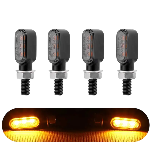 4 pezzi LED indicatori per moto 3 LED frecce DC 12V con vite da 8mm Luci di direzione universali per scooter quad moto indicatori nero