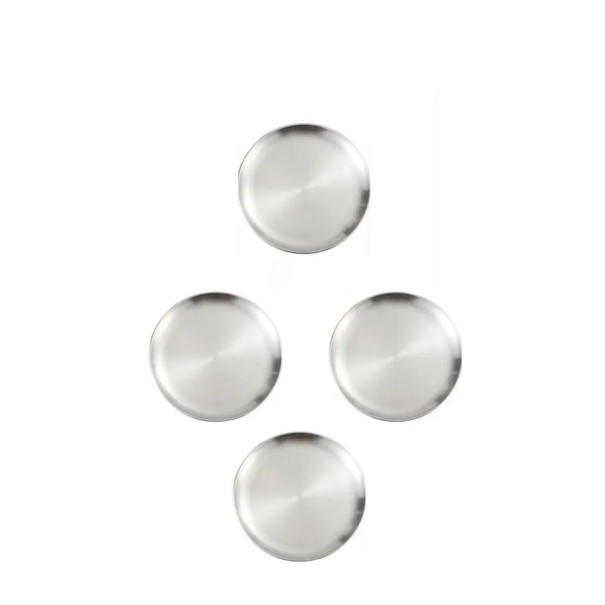 4 Piece Stainless Steel Plates 17 cm Silver Kitchen Plates for Desserts Starters Serving and Everyday Dining 1
