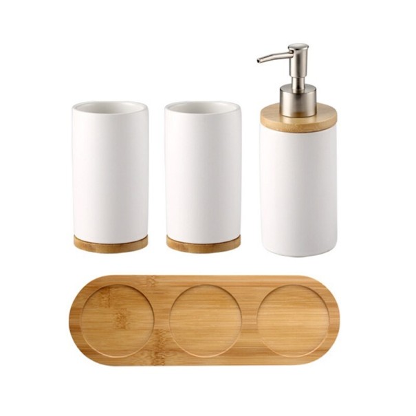 4 pièces Ensemble d'accessoires de salle de bain blanc