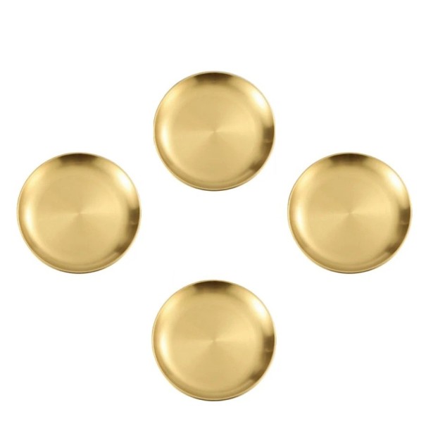 4 Pieces of 23 cm Stainless Steel Gold Kitchen Plates for Main Courses Elegant Serving and Festive Dining 1