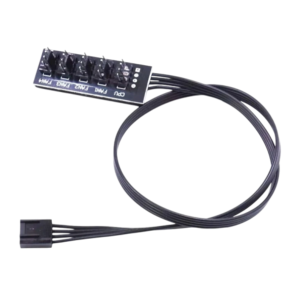 4-Pin Fan Splitter 1 to 5 with 33 cm Cable for PC Cooling, 40.5 cm Total Length, CPU and System Fan Connection 1