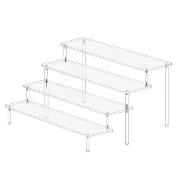 4-poziomowy akrylowy stojak na wyświetlacz 39,5 x 25 x 20 cm Przezroczysty organizer na kosmetyki figurki perfumy witrynę przedmioty kolekcjonerskie 1
