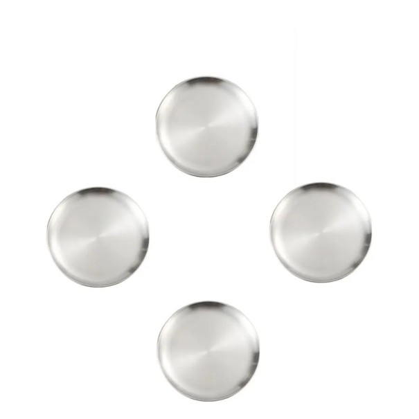 4 pz piatti in acciaio inox 20 cm Piatti da cucina argentati per piatti principali, servizio e uso quotidiano 1