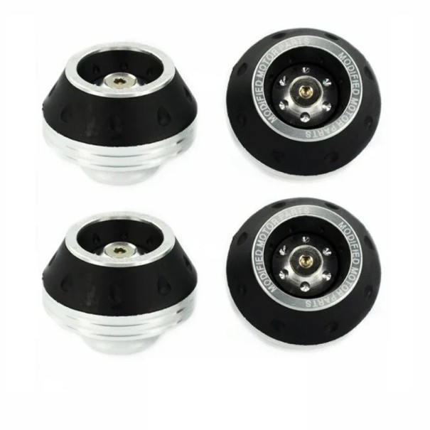 4 pz Set universale di scivoli protettivi per forcella anteriore Protezione della ruota e dell'asse della motocicletta Lega di alluminio Paracolpi colorati bianco