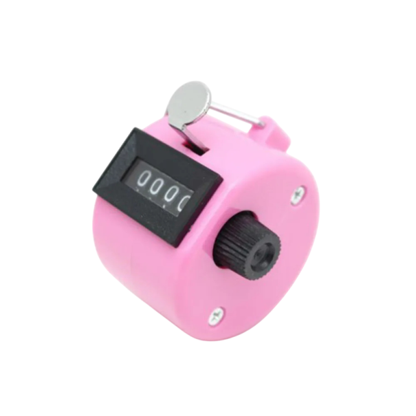 4-stelliger mechanischer Fingerzähler, Handzählgerät aus Kunststoff für Sport und Reisen, leicht und praktisch rosa