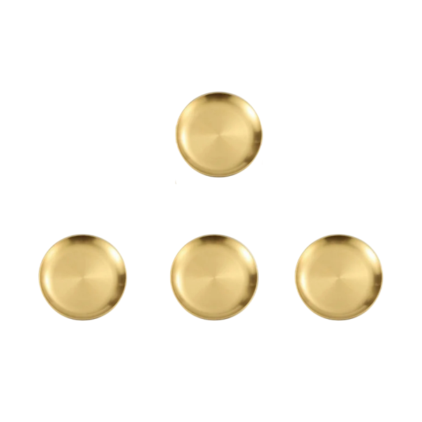 4 stuks borden van roestvrij staal 14 cm Gouden kleine keukenborden voor desserts, voorgerechten, serveren en feestelijk dineren 1