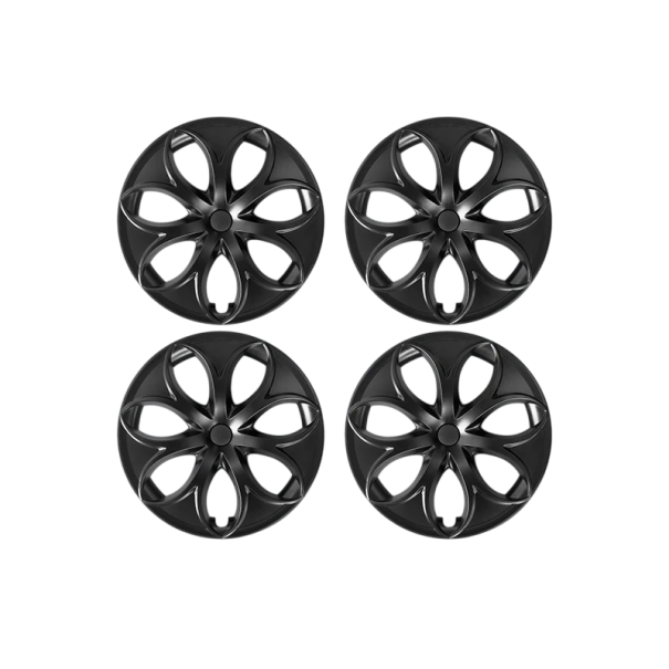 4-teilige Set 19-Zoll-Radabdeckungen Tesla Model Y Petal Style in mattem Schwarz Automobilzubehör mit vollem Felgenabdeckung 1
