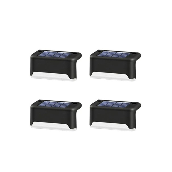 4 τεμάχια Ηλιακά φωτιστικά σκαλοπατιών 7,5x5x3,5 εκ. Ψυχρό λευκό ABS Αδιάβροχα εξωτερικά φωτιστικά Φωτιστικό κήπου για σκαλοπάτια, βεράντα, μπαλκόνι, κιγκλίδωμα 1