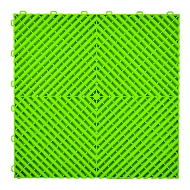 40 db garázs csempe csúszásmentes 40×40 cm műanyag padlóburkolat moduláris rendszer garázsokhoz, műhelyekhez és technikai helyiségekhez világos zöld
