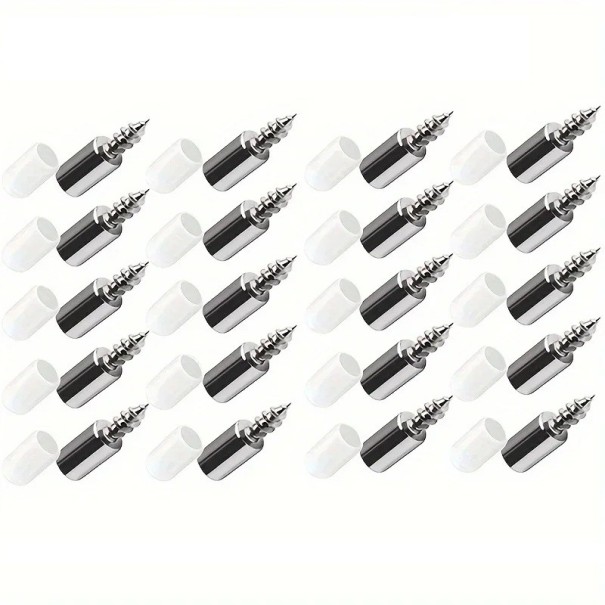 40 ks sada samořezných šroubů s gumovou krytkou 2,55 cm železo a silikon stříbrná bílá pro podpěru laminátu do skříňky 1