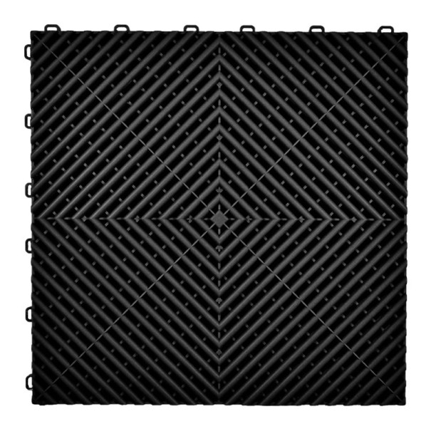 40 Stück Garagenfliesen rutschfest 40×40 cm Kunststoff Bodenbelag modulares System für Garagen Werkstätten und technische Räume schwarz