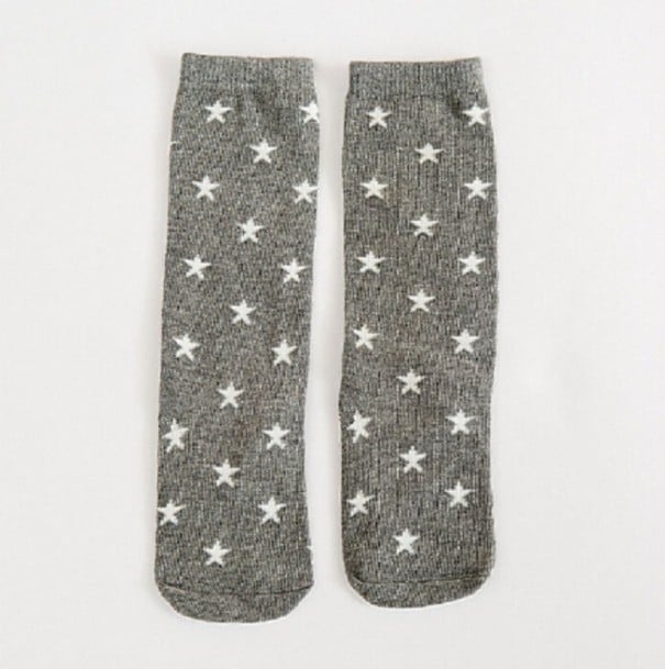 Calcetines infantiles con estrellas gris 1-3 años