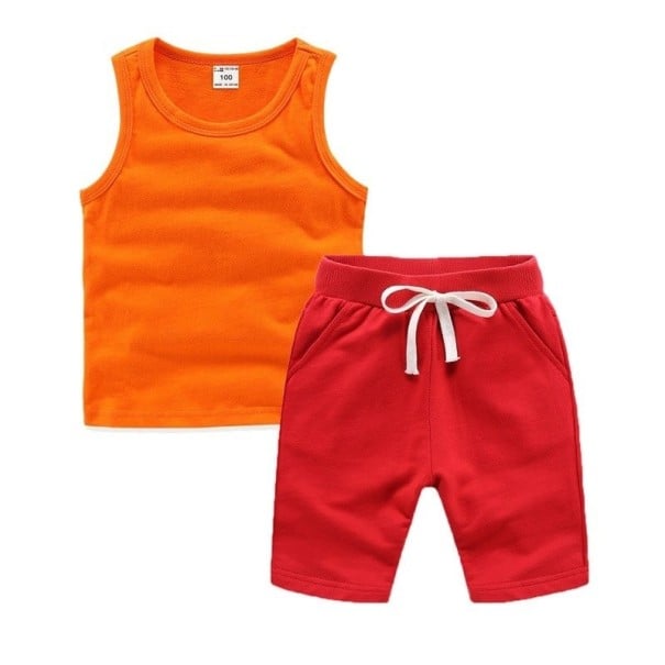 Camiseta sin mangas y pantalones cortos para niños L1154 18-24 meses O