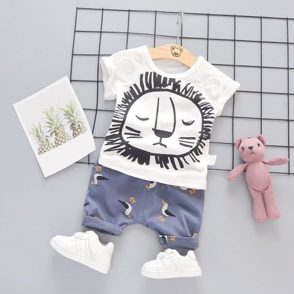 Camiseta y pantalón corto infantil L1106 blanco 9-12 meses