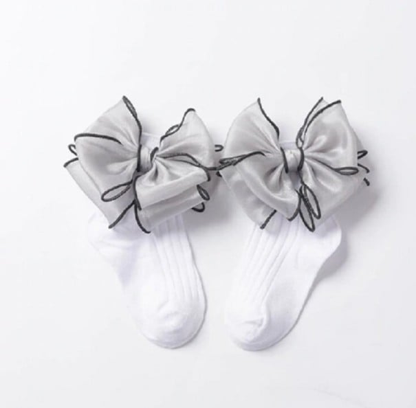 Calcetines tobilleros niña con lazo blanco 1-3 años
