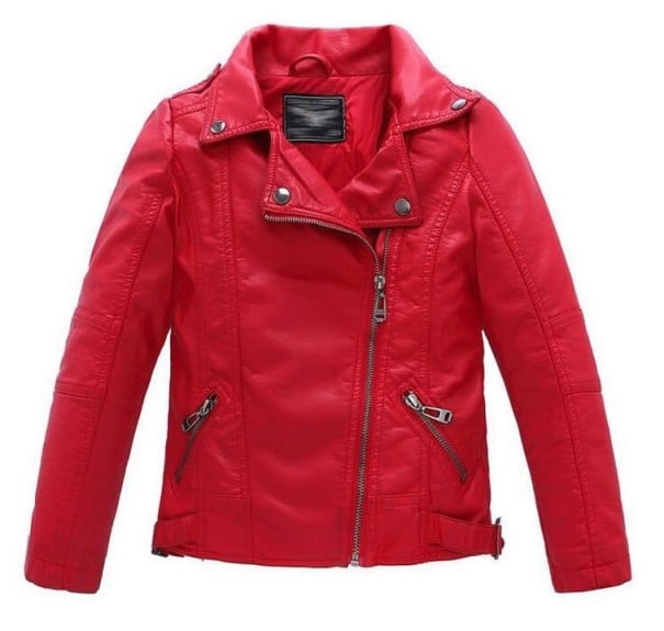 Chaqueta de cuero para niña - Roja 10