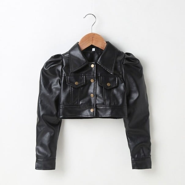 Chaqueta de cuero para niña L1891 negro 4-5 años