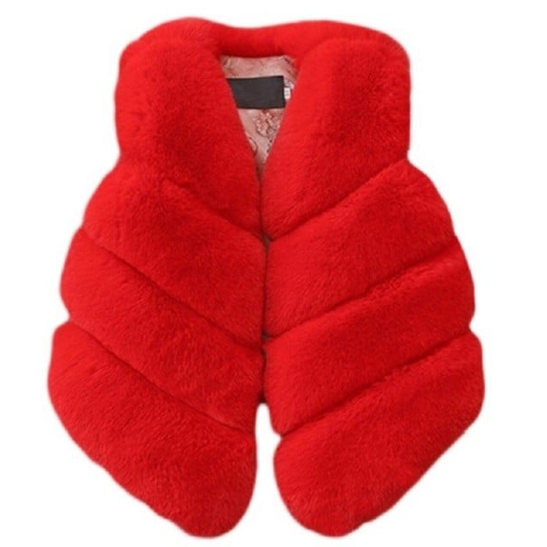 Chaleco de piel para niña L1872 rojo 3