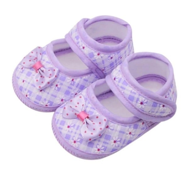 Zapatillas de niña con lazo morado 0-6 meses