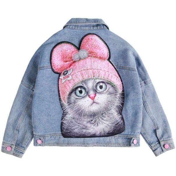 Chaqueta vaquera de niña con gato 13