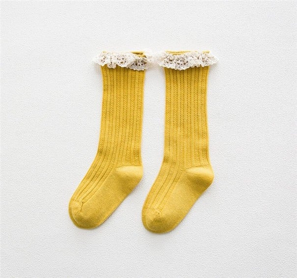 Calcetines de niña con volantes amarillo oscuro 5-8 años