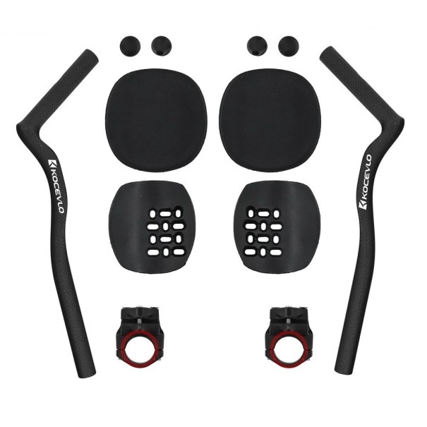 45° Handlebar Extensions Set for Round Handlebars Black with Elbow Supports and Accessories Holders for Exercise Bike 1