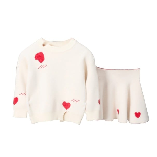 Suéter y falda de niña L1509 crema 3