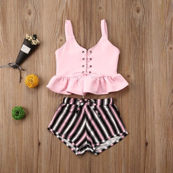 Camiseta y pantalón corto niña L1195 6