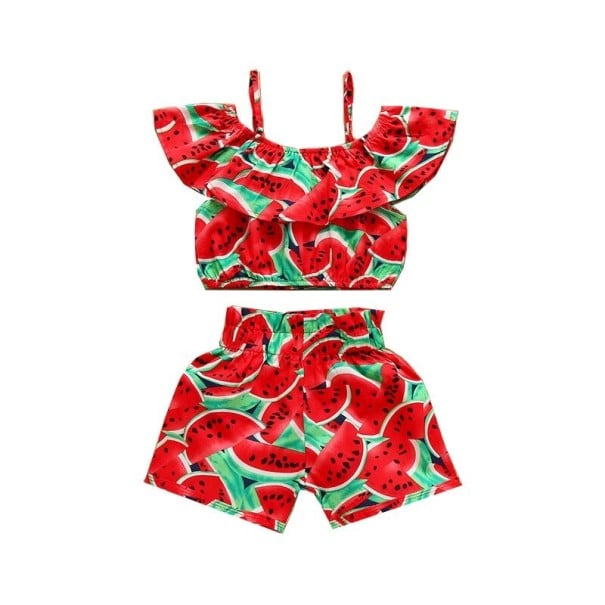 Camiseta y pantalón corto niña L1202 rojo 2