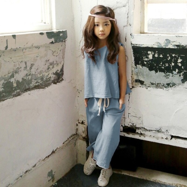 Camiseta y pantalones para niña L1333 azul 3