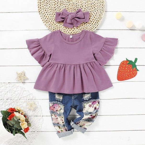 Camiseta y pantalón niña L1564 lavanda 12-24 meses