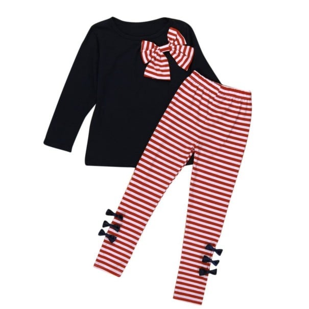 Camiseta niña con lazo y leggings L1228 azul oscuro 5