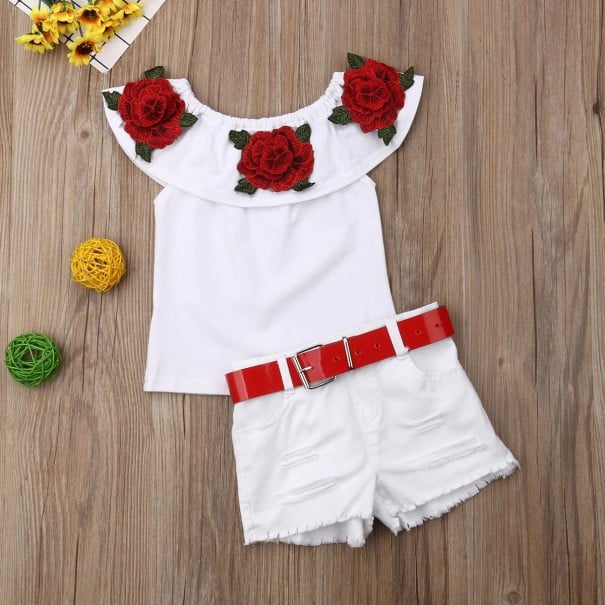 Camiseta niña rosas y short L1116 2