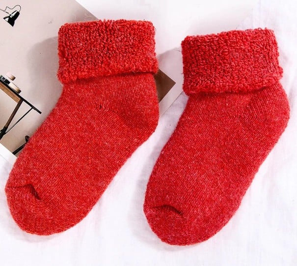 Calcetines de invierno para niñas rojo 0-3 años