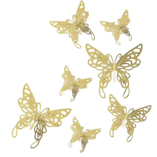 48 stuks 3D vlinder muurstickers kamerdecoratie glanzende vlinders verschillende maten woondecoratie zelfklevende stickers goud
