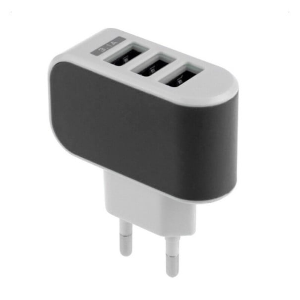 EU-laddningsadapter 3 portar svart
