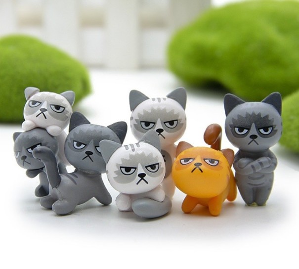 Frownande kattfigurer - 6 st. 1