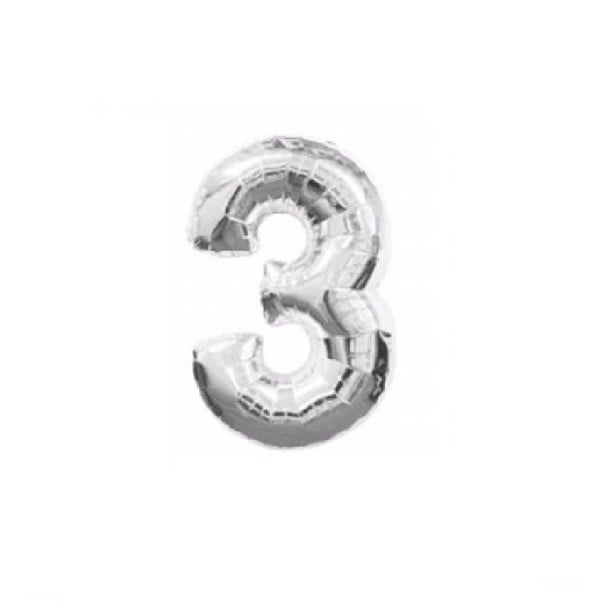 Nummer folieballong silver L 3