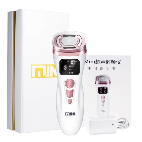 4i1 Mini HIFU Radiofrekvens Ultralydsmaskine EMS Mikrostrøm Skønhedsinstrument Ansigtsopstrammende Anti-rynkeenhed LED-terapi 1
