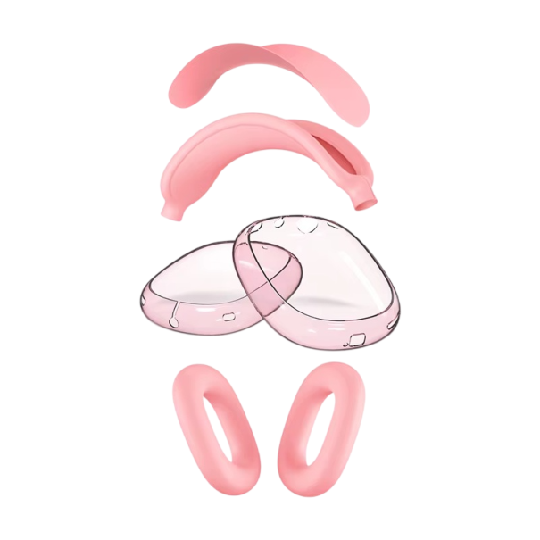4v1 ochranný set pro AirPods Max Ochrana hlavového mostu, vnější kryty mušlí, ochrana náušníků a vnitřní síťovaná podložka pro maximální ochranu růžová