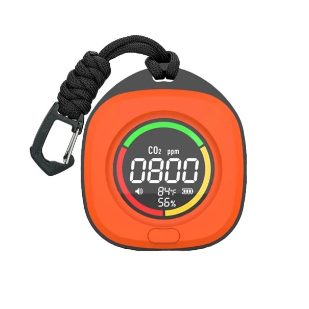 4v1 Prenosný detektor CO CO2 Teplomer Vlhkomer Cestovný Monitor kvality vzduchu Magnet USB-C Dobíjací 1000mAh Outdoor LCD displej oranžová