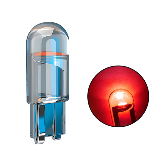 4x T10 LED lampadina per auto 12V Confezione in vetro Dimensioni 23x9 mm Luce bianca Lampadine per auto Illuminazione interna Luci di parcheggio rosso