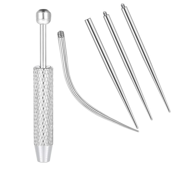 5 bucăți Coadă de titan curbată conică cu filet interior Instrument pentru piercing nasului, buzelor și cartilajului argint