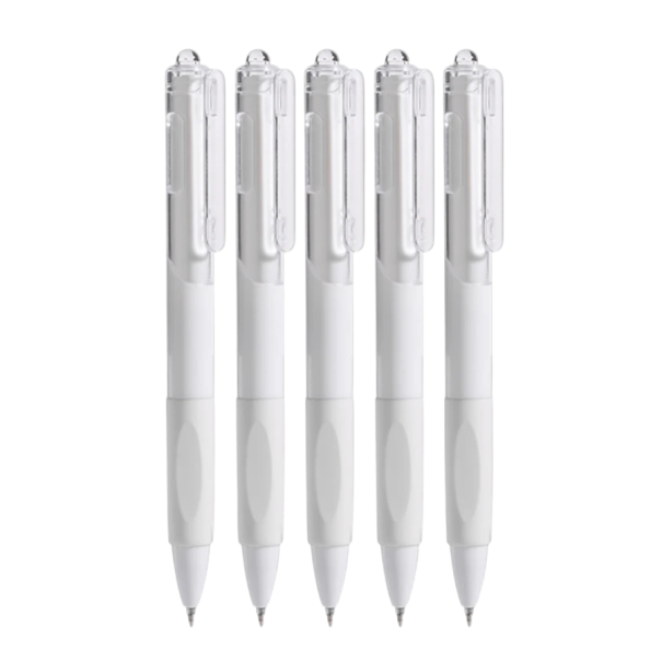 5 geelikynän setti 0,5 mm nopeasti kuivuva musta muste sileätulosteinen kuulakärkikynä koulu- ja toimistotarvikkeille 15 x 3 x 1,5 cm valkoinen