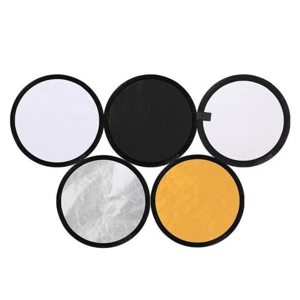 5-in-1 Round Photography Reflector 30cm Portable Folding Light Diffuser with Handheld Grip Photo Studio Portraits Products Vlog Accessories 1