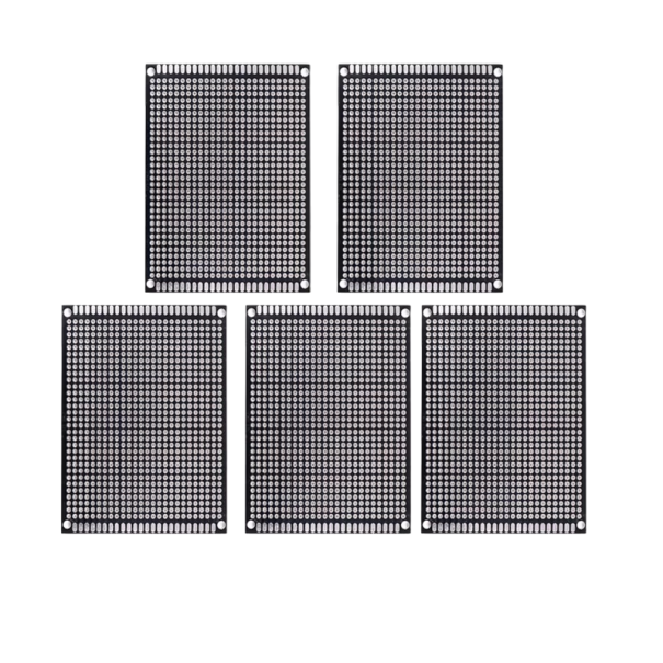 5 ks Oboustranné prototypové desky plošných spojů 7 x 9 cm Černé PCB Tloušťka 1,6 mm Rozteč otvorů 2,54 mm Univerzální desky pro DIY elektroniku 1