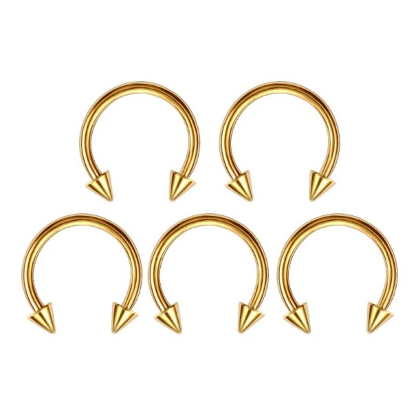 5 ks piercing z chirurgické oceli 6 mm Zahnutý piercing ve tvaru podkovy Se špičkami Univerzální podkova pro ucho nos ret zlatá